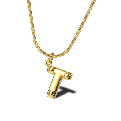 Wholesale Simple Style Commute Letter Titanium Steel Plating Gold Plated Pendant Necklace