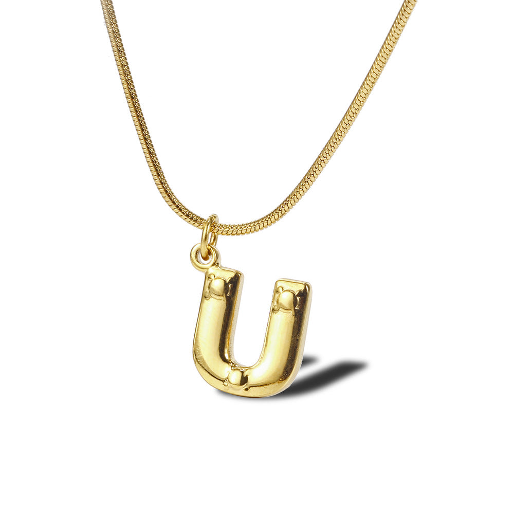 Wholesale Simple Style Commute Letter Titanium Steel Plating Gold Plated Pendant Necklace