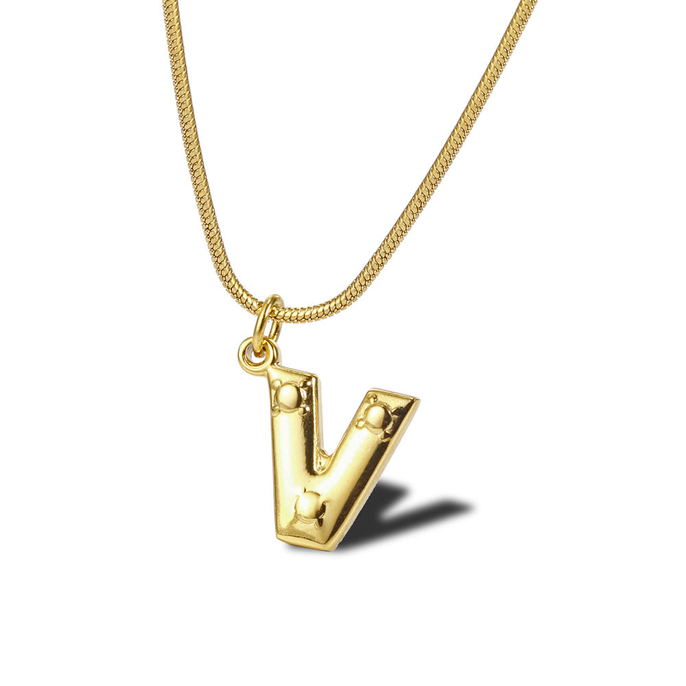 Wholesale Simple Style Commute Letter Titanium Steel Plating Gold Plated Pendant Necklace