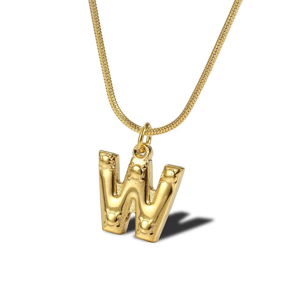 Wholesale Simple Style Commute Letter Titanium Steel Plating Gold Plated Pendant Necklace