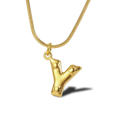 Wholesale Simple Style Commute Letter Titanium Steel Plating Gold Plated Pendant Necklace