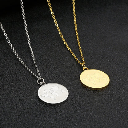 Wholesale Simple Style Solid Color Stainless Steel Plating Gold Plated Pendant Necklace