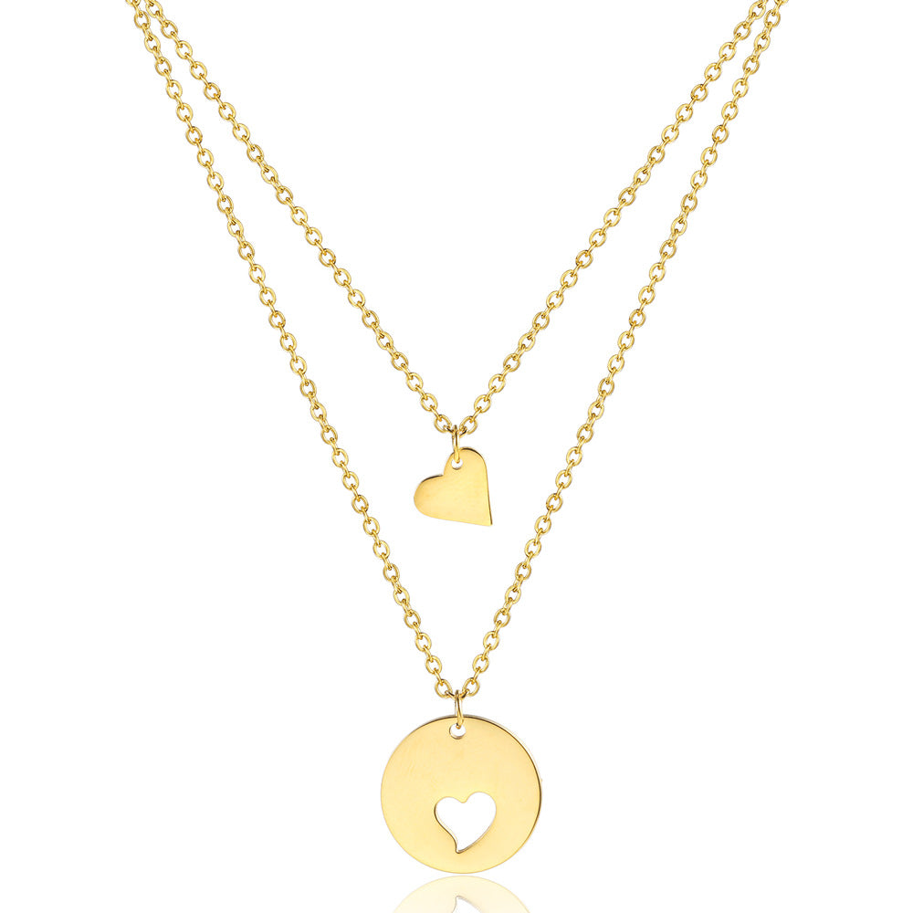 Simple Style Commute Solid Color Stainless Steel Plating Gold Plated Layered Necklaces