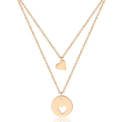 Simple Style Commute Solid Color Stainless Steel Plating Gold Plated Layered Necklaces