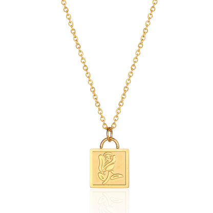 Wholesale Simple Style Classic Style Solid Color Titanium Steel Plating Gold Plated Pendant Necklace