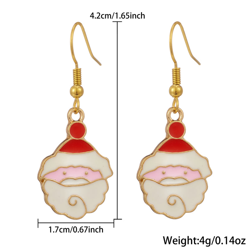 1 Pair Simple Style Santa Claus Enamel Plating Stainless Steel Alloy 18k Gold Plated Drop Earrings