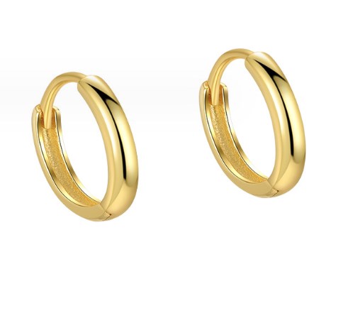 1 Pair Simple Style Circle Solid Color Plating Sterling Silver White Gold Plated Gold Plated Hoop Earrings