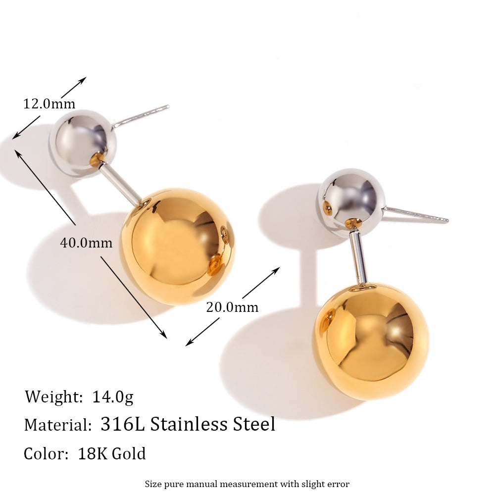 1 Pair Simple Style Classic Style Color Block Plating Stainless Steel 18k Gold Plated Ear Studs