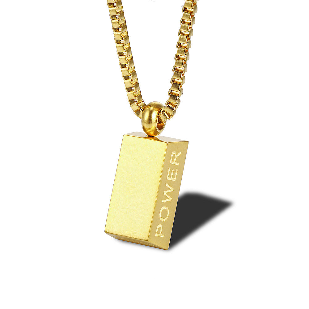 Wholesale Hip-hop Solid Color Stainless Steel Plating Gold Plated Pendant Necklace