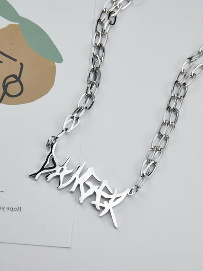 Wholesale Hip-hop Retro Letter Stainless Steel Polishing Necklace