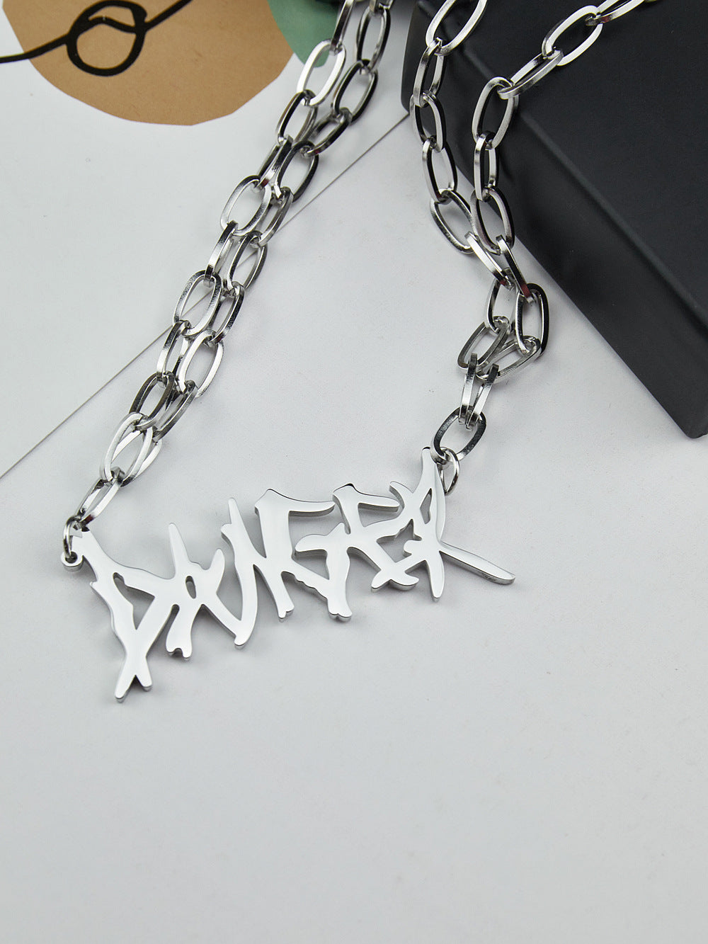 Wholesale Hip-hop Retro Letter Stainless Steel Polishing Necklace