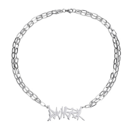 Wholesale Hip-hop Retro Letter Stainless Steel Polishing Necklace