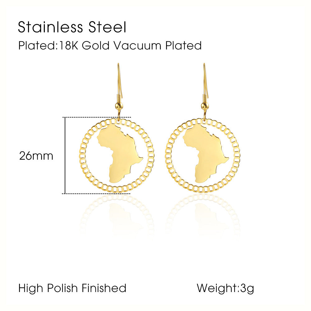 1 Pair Simple Style Streetwear Map Plating Titanium Steel Drop Earrings