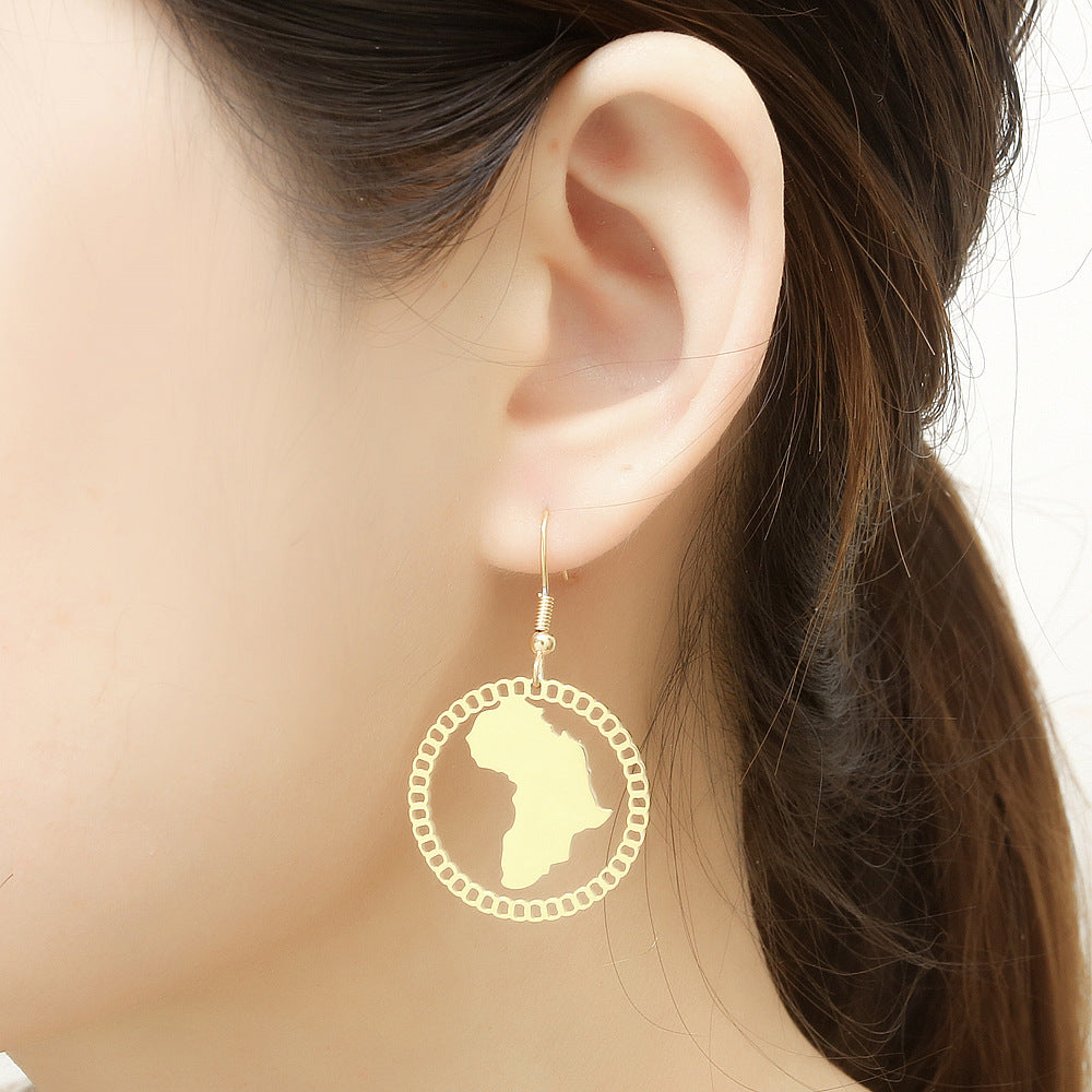 1 Pair Simple Style Streetwear Map Plating Titanium Steel Drop Earrings