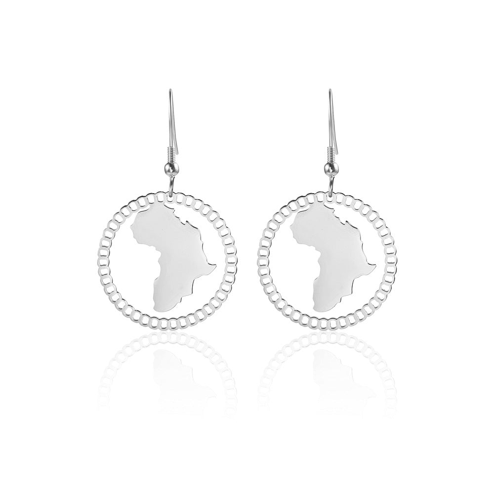 1 Pair Simple Style Streetwear Map Plating Titanium Steel Drop Earrings