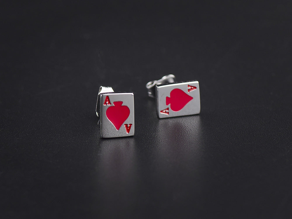 1 Pair Simple Style Commute Heart Shape Printing Stainless Steel Ear Studs