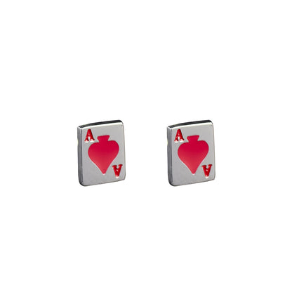 1 Pair Simple Style Commute Heart Shape Printing Stainless Steel Ear Studs