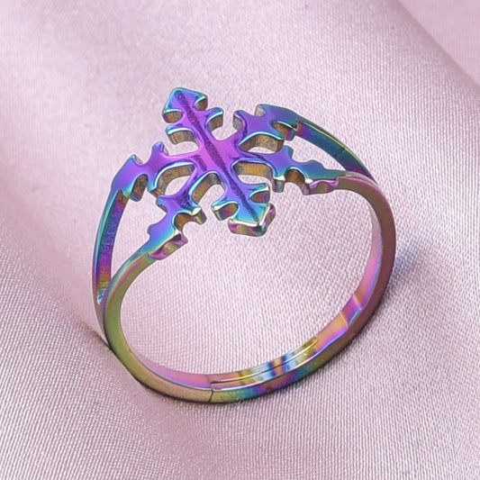 Retro Snowflake Stainless Steel Rings