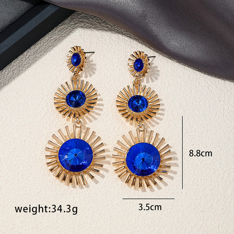 1 Pair Ig Style Exaggerated Round Plating Inlay Alloy Acrylic 14k Gold Plated Drop Earrings