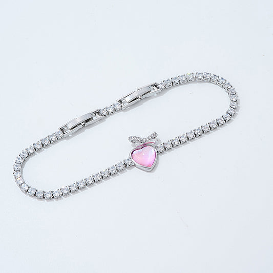 Luxurious Heart Shape Copper Plating Inlay Zircon White Gold Plated Gold Plated Bracelets