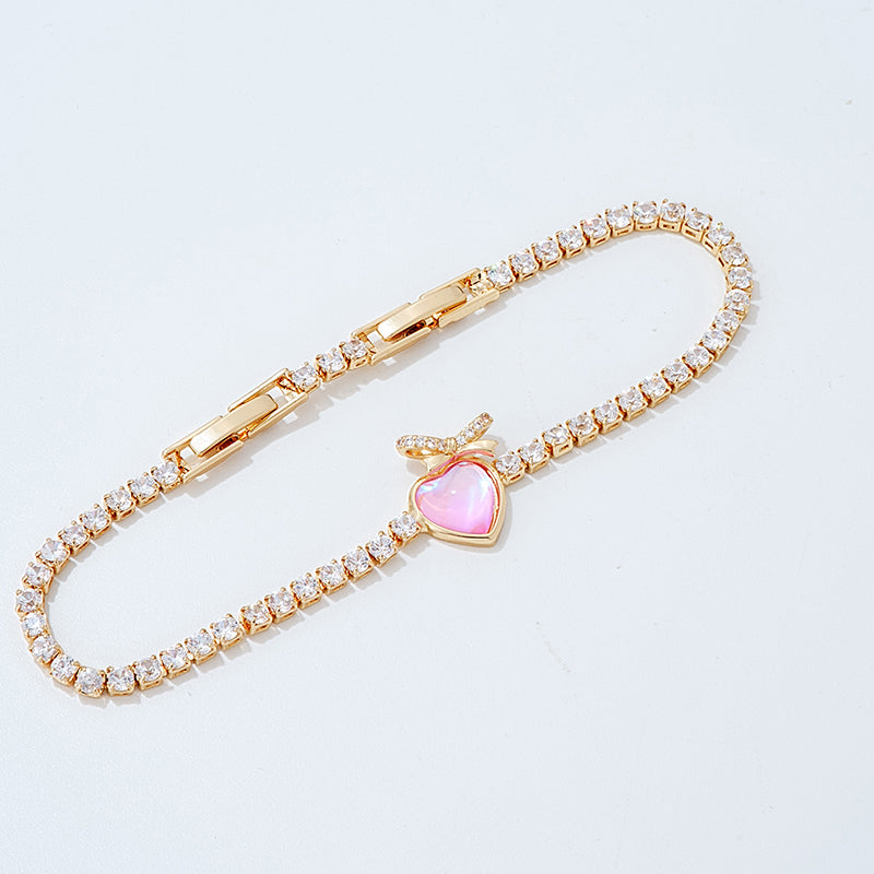 Luxurious Heart Shape Copper Plating Inlay Zircon White Gold Plated Gold Plated Bracelets