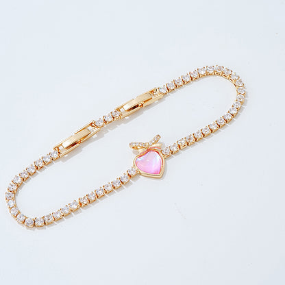 Luxurious Heart Shape Copper Plating Inlay Zircon White Gold Plated Gold Plated Bracelets