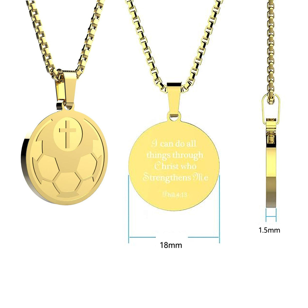 Sports Solid Color Stainless Steel Polishing Plating Carving 18k Gold Plated Unisex Pendant Necklace