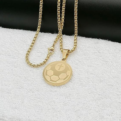 Sports Solid Color Stainless Steel Polishing Plating Carving 18k Gold Plated Unisex Pendant Necklace