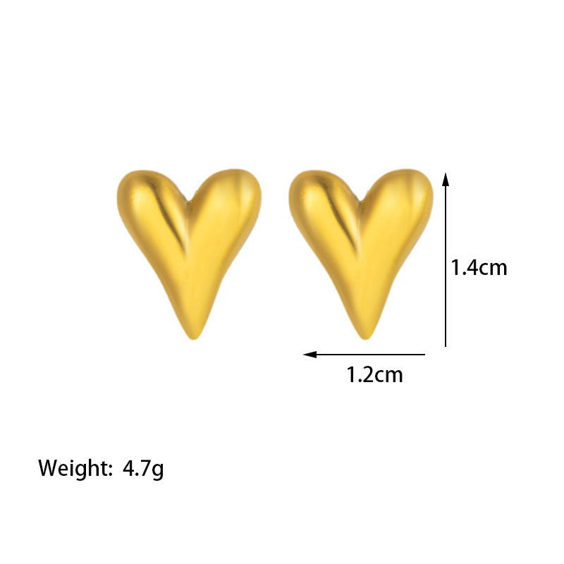 1 Pair Simple Style Commute Heart Shape Plating Titanium Steel 18k Gold Plated Ear Studs