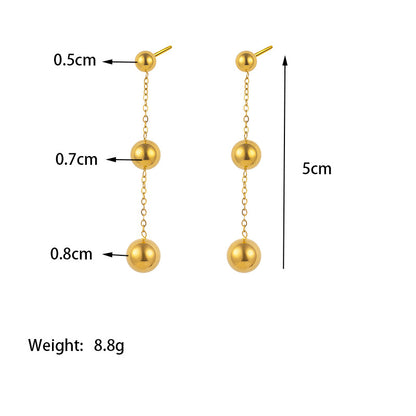 1 Pair Simple Style Geometric Solid Color Plating Titanium Steel 18k Gold Plated Drop Earrings