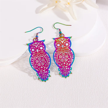 1 Pair Retro Simple Style Peacock Leaves Plating Stainless Steel 18k Gold Plated Drop Earrings