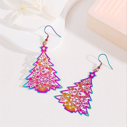 1 Pair Retro Simple Style Peacock Leaves Plating Stainless Steel 18k Gold Plated Drop Earrings