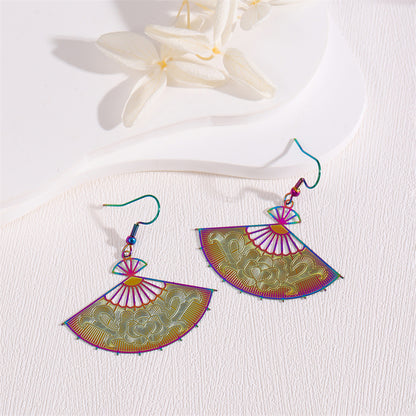 1 Pair Retro Simple Style Peacock Leaves Plating Stainless Steel 18k Gold Plated Drop Earrings