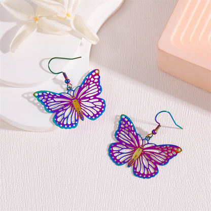 1 Pair Retro Simple Style Peacock Leaves Plating Stainless Steel 18k Gold Plated Drop Earrings