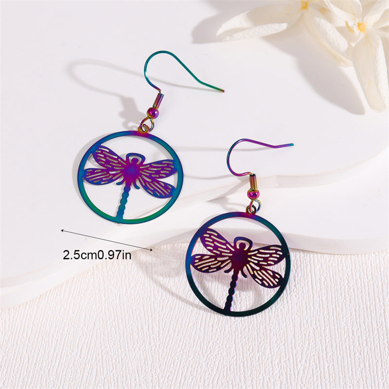 1 Pair Retro Simple Style Peacock Leaves Plating Stainless Steel 18k Gold Plated Drop Earrings