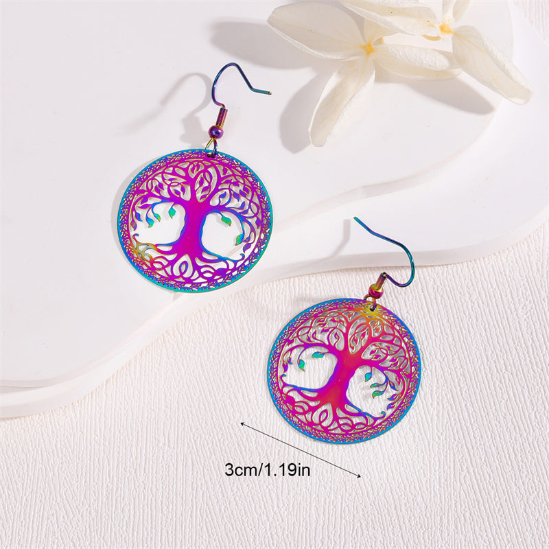 1 Pair Retro Simple Style Peacock Leaves Plating Stainless Steel 18k Gold Plated Drop Earrings