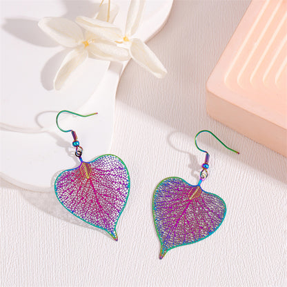 1 Pair Retro Simple Style Peacock Leaves Plating Stainless Steel 18k Gold Plated Drop Earrings