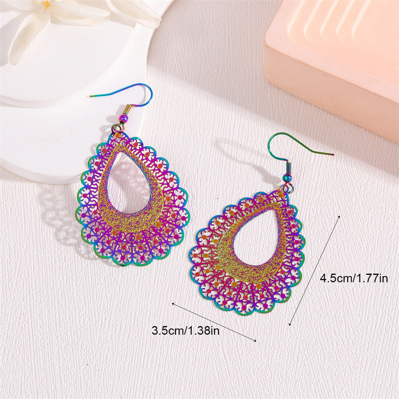 1 Pair Retro Simple Style Peacock Leaves Plating Stainless Steel 18k Gold Plated Drop Earrings