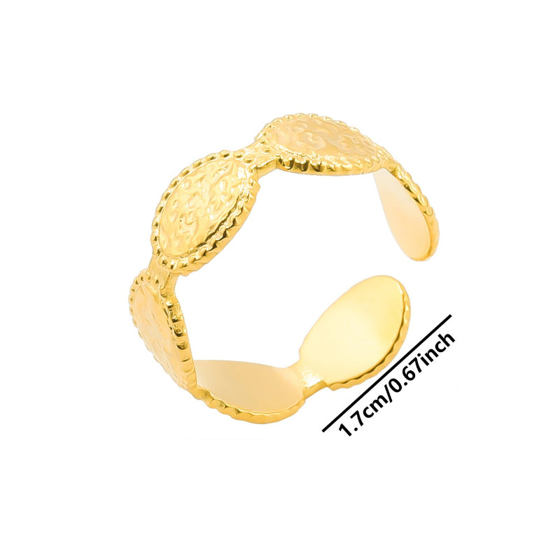 Cute Pastoral Round Dots Stainless Steel Asymmetrical Plating Hollow Out 18k Gold Plated Open Rings