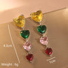 1 Pair Simple Style Leaf Moon Heart Shape Inlay Copper Zircon Drop Earrings Ear Studs