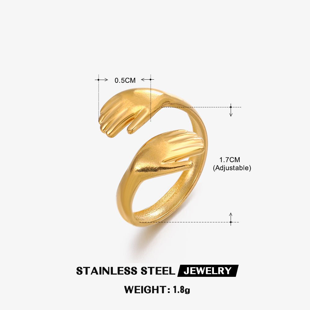 304 Stainless Steel 18K Gold Plated Streetwear Plating Palm Open Rings