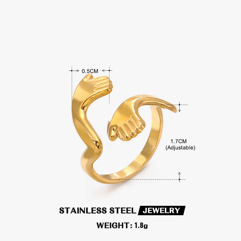 Wholesale Jewelry IG Style Geometric 304 Stainless Steel 18K Gold Plated Plating Open Ring