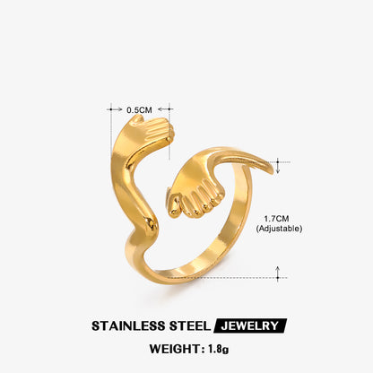 Wholesale Jewelry IG Style Geometric 304 Stainless Steel 18K Gold Plated Plating Open Ring