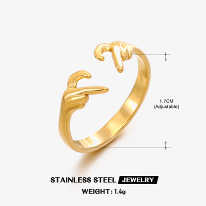 Ig Style Heart Shape Stainless Steel Plating Open Ring