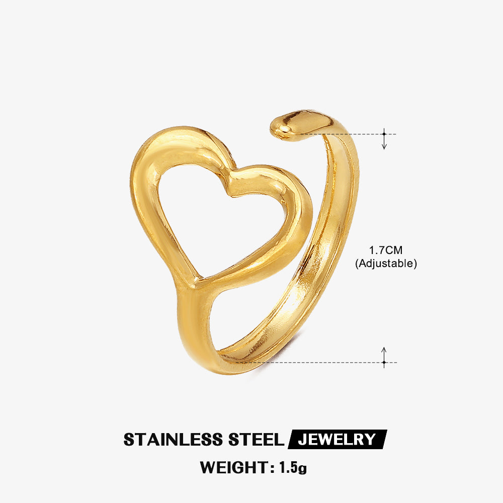 Ig Style Heart Shape Stainless Steel Plating Open Ring