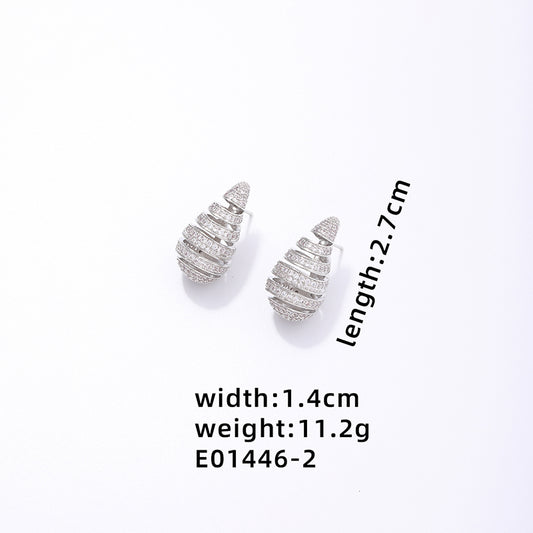 1 Pair Simple Style Water Droplets Plating Hollow Out Inlay Copper Zircon White Gold Plated Gold Plated Ear Studs