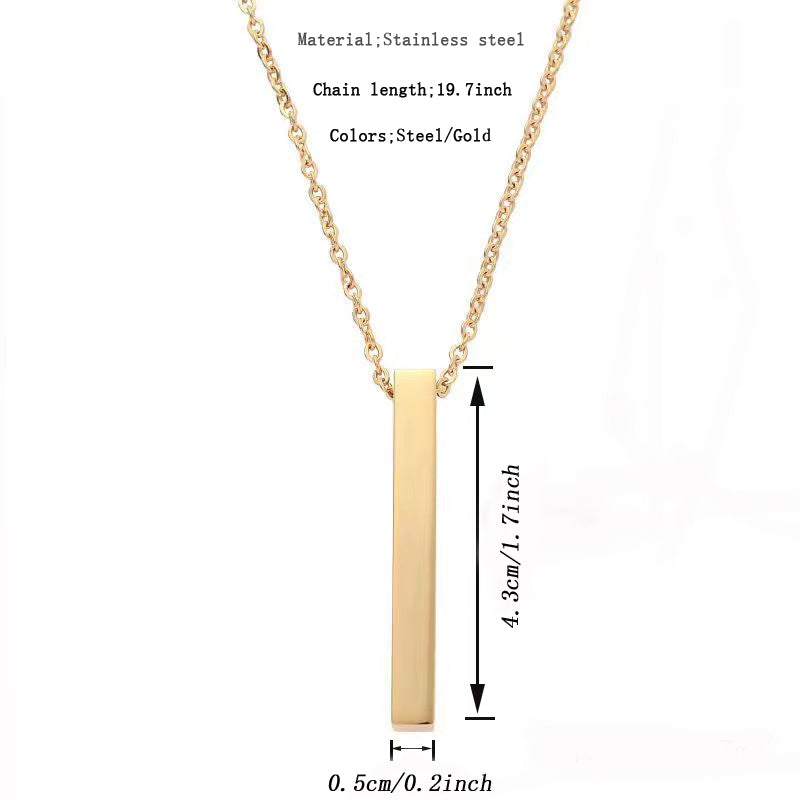 Modern Style Simple Style Rectangle Stainless Steel Plating Pendant Necklace Long Necklace