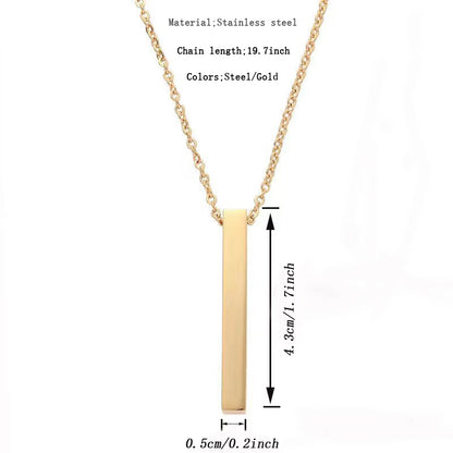 Modern Style Simple Style Rectangle Stainless Steel Plating Pendant Necklace Long Necklace