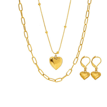 Simple Style Heart Shape Stainless Steel Plating 24k Gold Plated Jewelry Set
