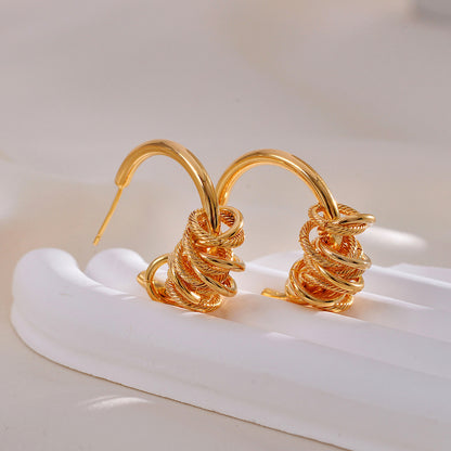 1 Pair Simple Style Solid Color Plating Copper Gold Plated Ear Studs